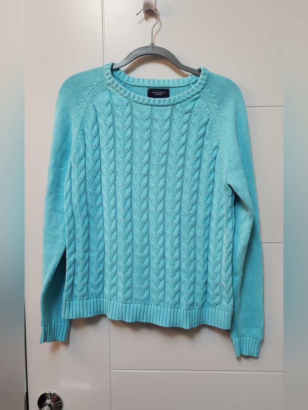 Lands End Womens Drifter Cotton Sweater - Large Petite